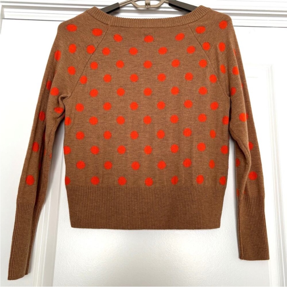 GAP Tan Sweater with Orange Polka Dots - Picture 3 of 5
